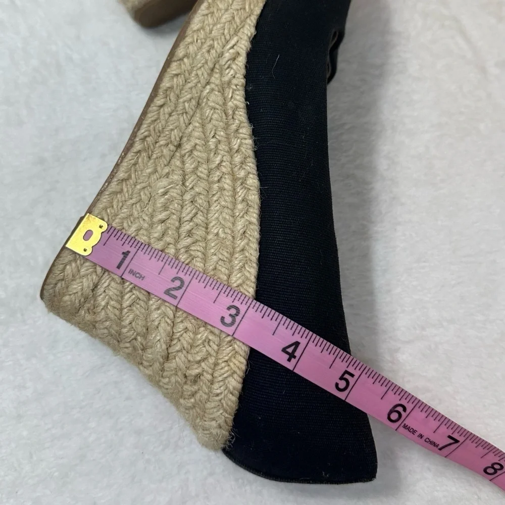 J. Crew Black Seville Espadrille Canvas Jude Wedges Size 9